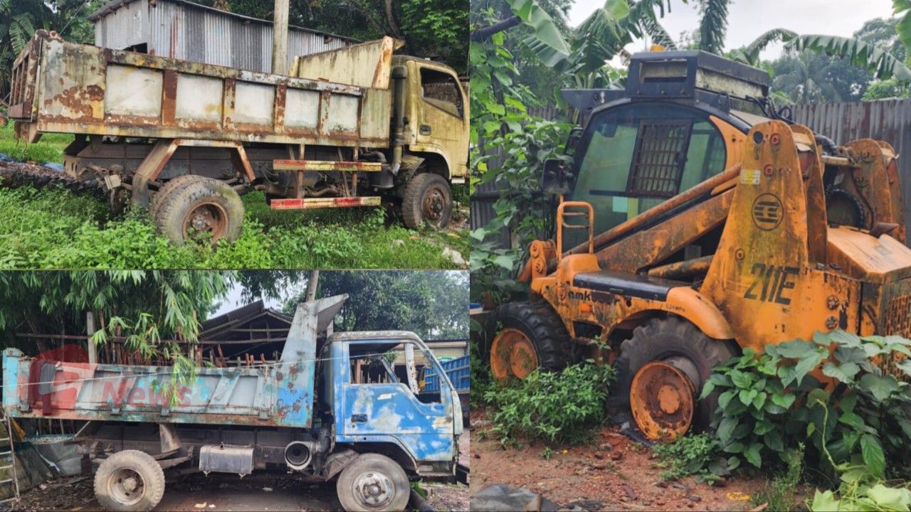 নিখোঁজ মাধবদী পৌরসভার দুটি ড্রাম ট্রাক ও পে-লোডার উদ্ধার
